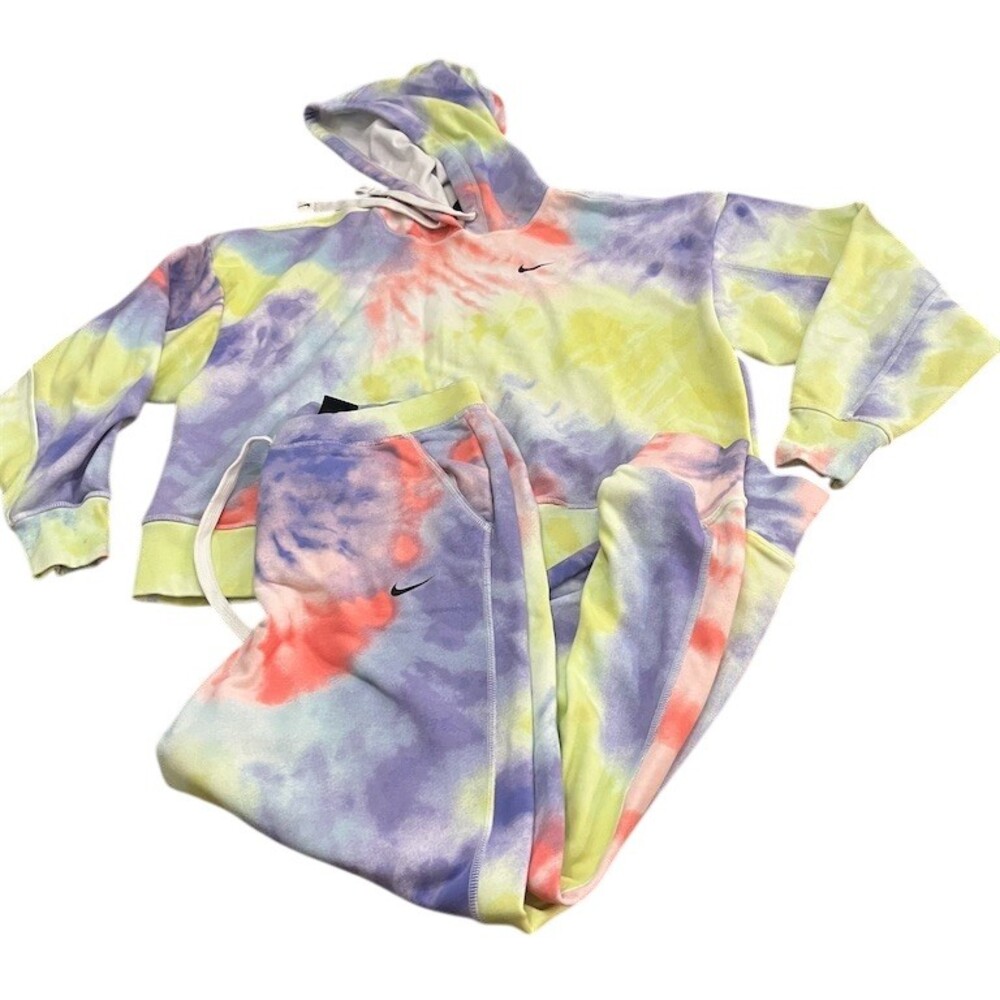 Nike 2-Piece Set Womens XS Pastel Tie-Dye Hoodie & Jogger Sweatpants